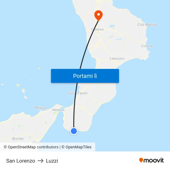San Lorenzo to Luzzi map