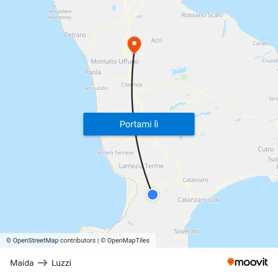 Maida to Luzzi map