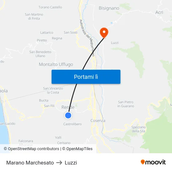 Marano Marchesato to Luzzi map
