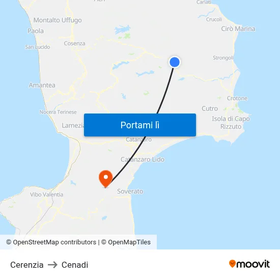 Cerenzia to Cenadi map