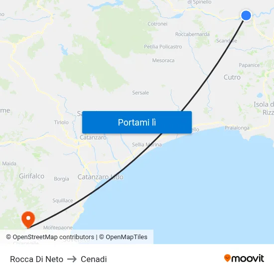 Rocca Di Neto to Cenadi map