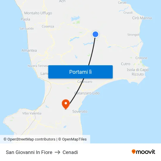 San Giovanni In Fiore to Cenadi map