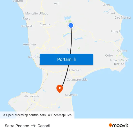 Serra Pedace to Cenadi map