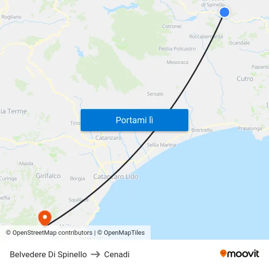 Belvedere Di Spinello to Cenadi map