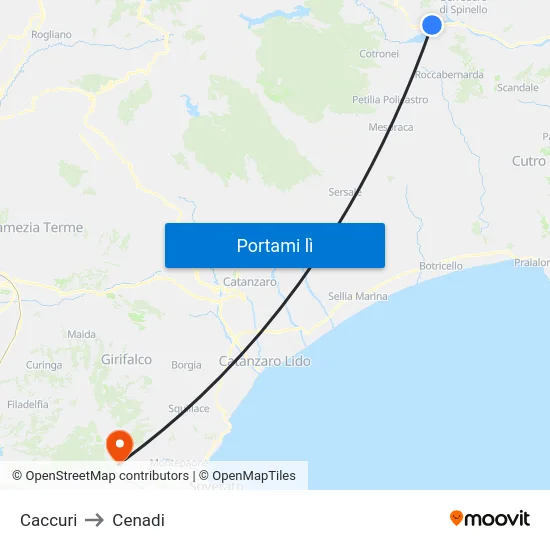 Caccuri to Cenadi map