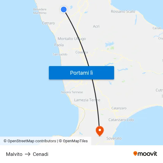 Malvito to Cenadi map