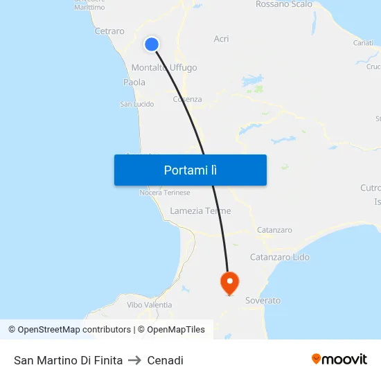San Martino Di Finita to Cenadi map
