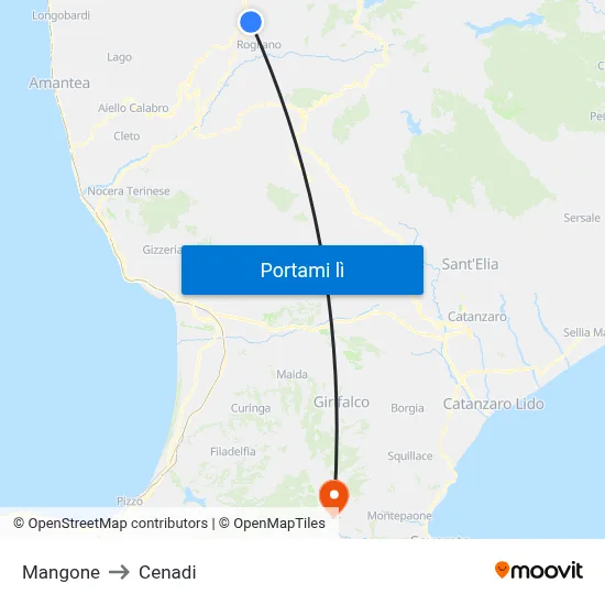 Mangone to Cenadi map