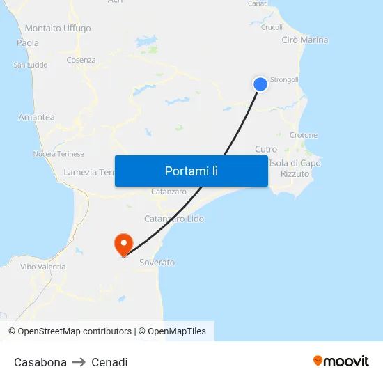 Casabona to Cenadi map