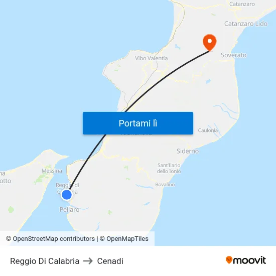 Reggio Di Calabria to Cenadi map