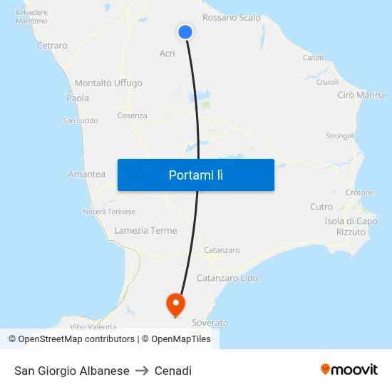 San Giorgio Albanese to Cenadi map