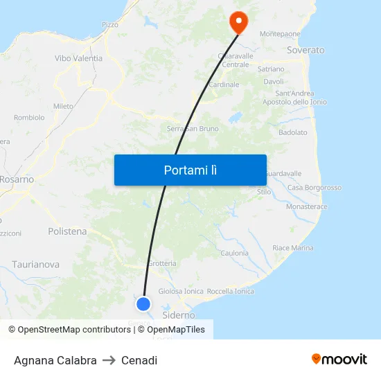 Agnana Calabra to Cenadi map