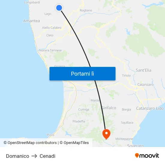 Domanico to Cenadi map