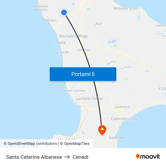 Santa Caterina Albanese to Cenadi map