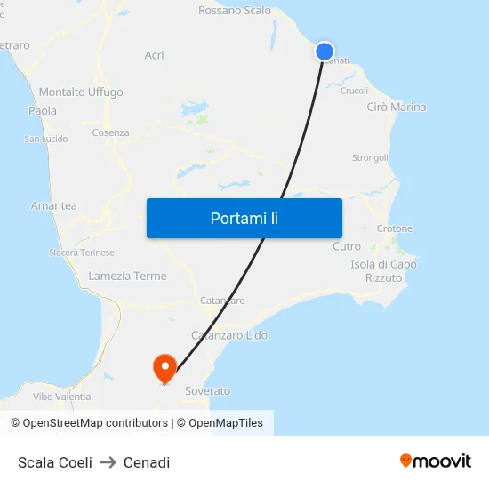 Scala Coeli to Cenadi map