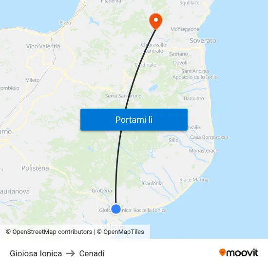 Gioiosa Ionica to Cenadi map