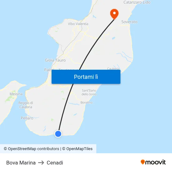 Bova Marina to Cenadi map