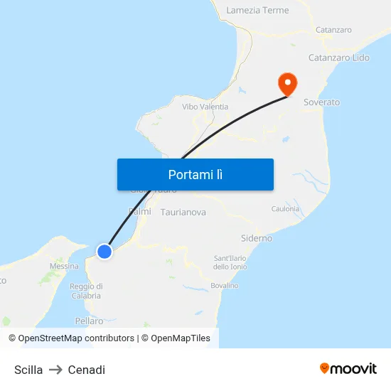 Scilla to Cenadi map