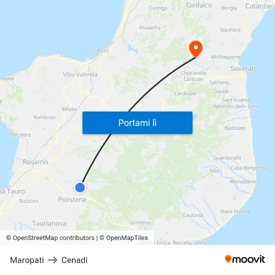 Maropati to Cenadi map