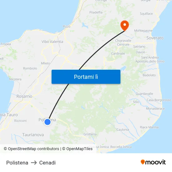 Polistena to Cenadi map