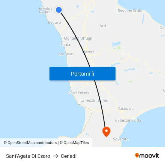 Sant'Agata Di Esaro to Cenadi map