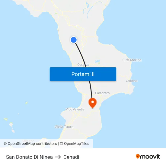 San Donato Di Ninea to Cenadi map