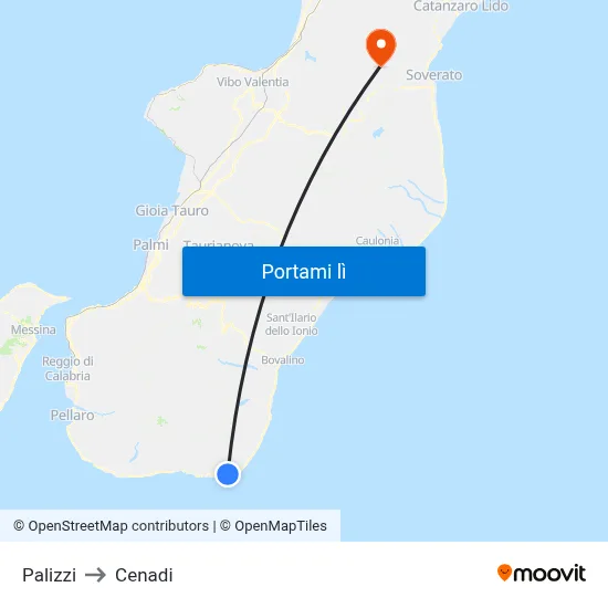Palizzi to Cenadi map