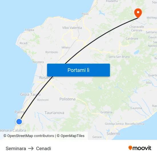 Seminara to Cenadi map