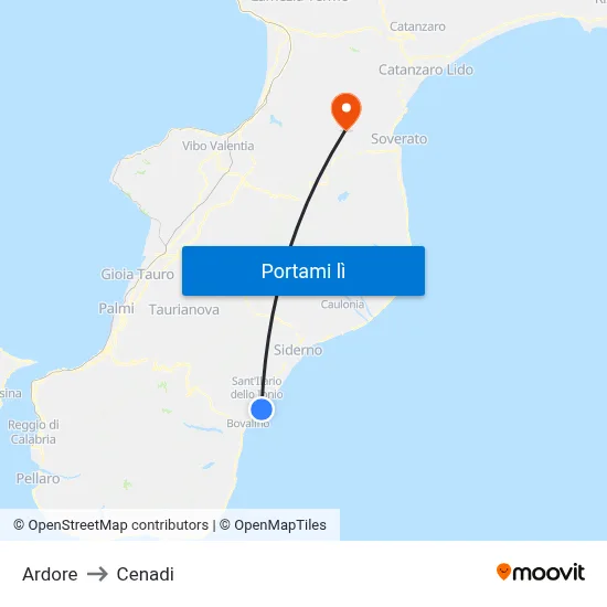 Ardore to Cenadi map
