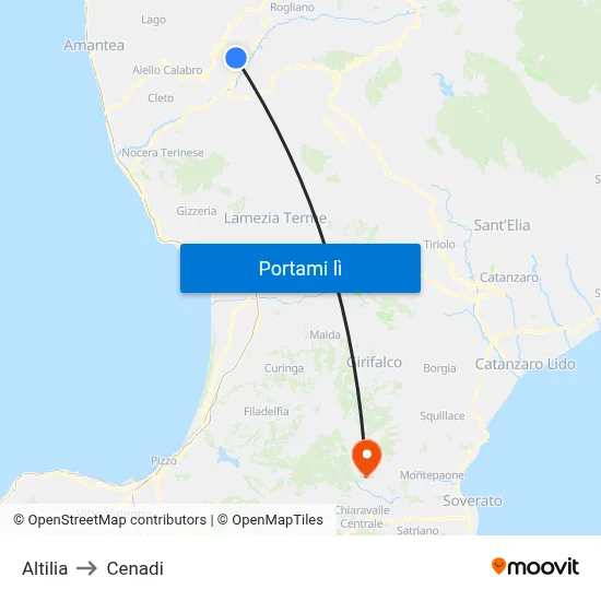 Altilia to Cenadi map