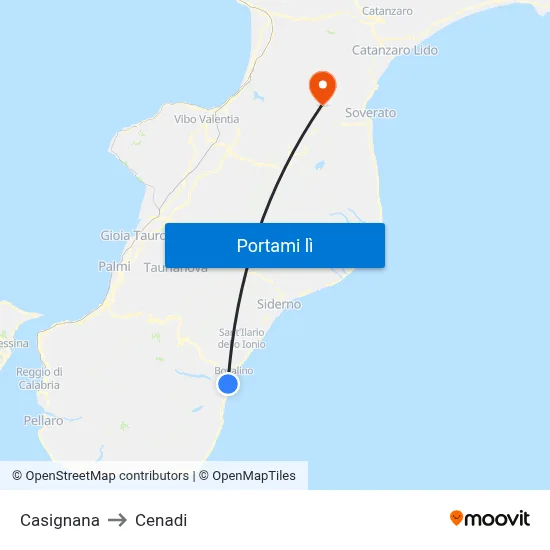Casignana to Cenadi map