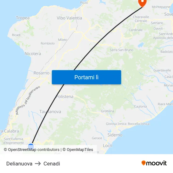 Delianuova to Cenadi map