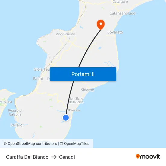 Caraffa Del Bianco to Cenadi map