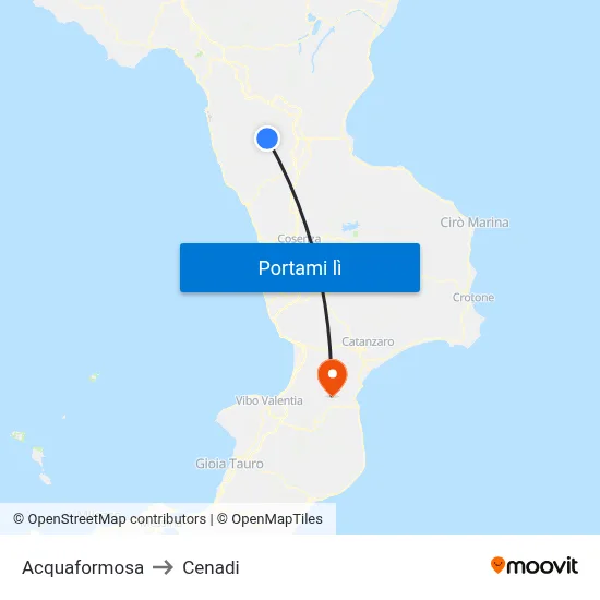 Acquaformosa to Cenadi map