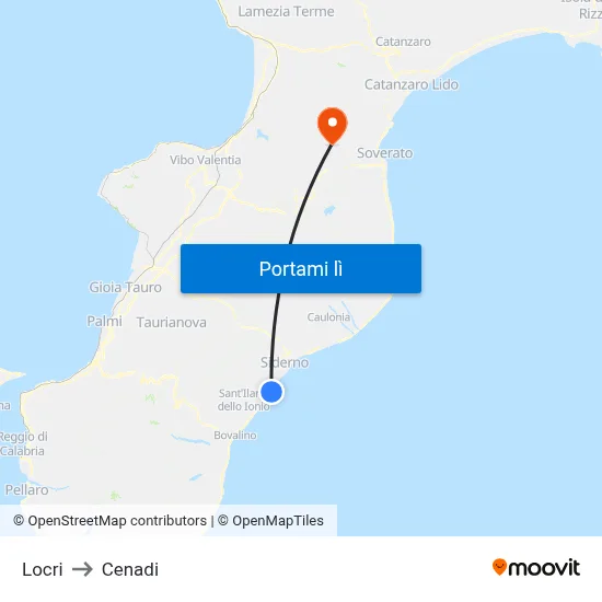Locri to Cenadi map