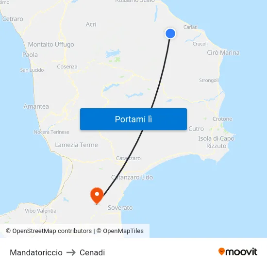 Mandatoriccio to Cenadi map