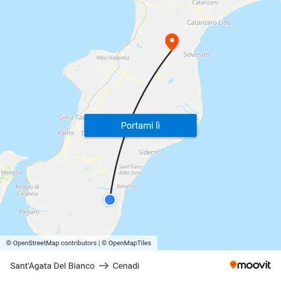 Sant'Agata Del Bianco to Cenadi map