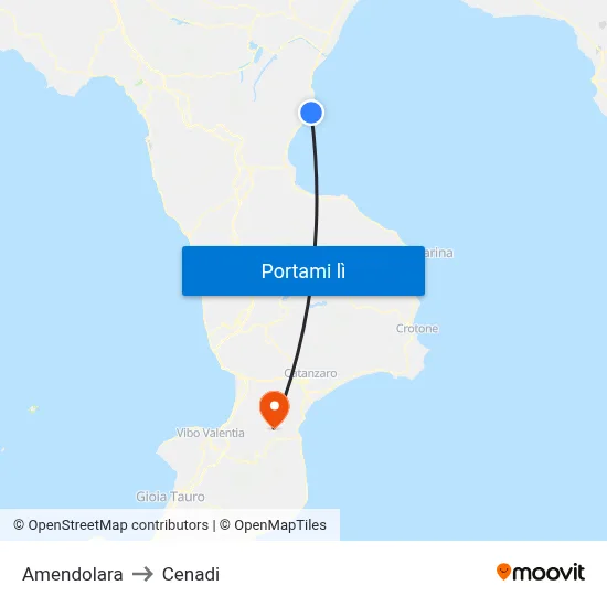 Amendolara to Cenadi map