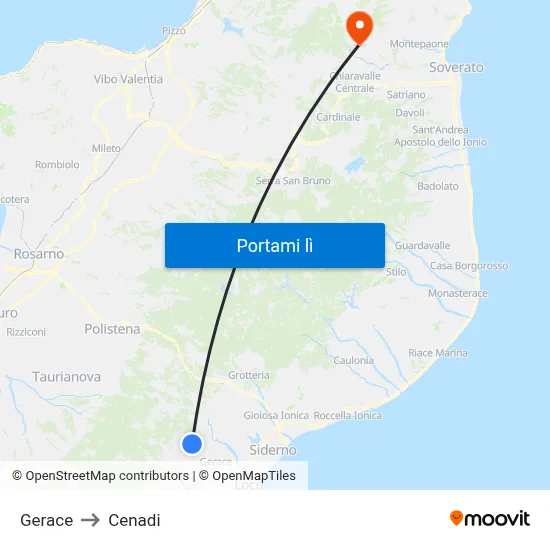 Gerace to Cenadi map