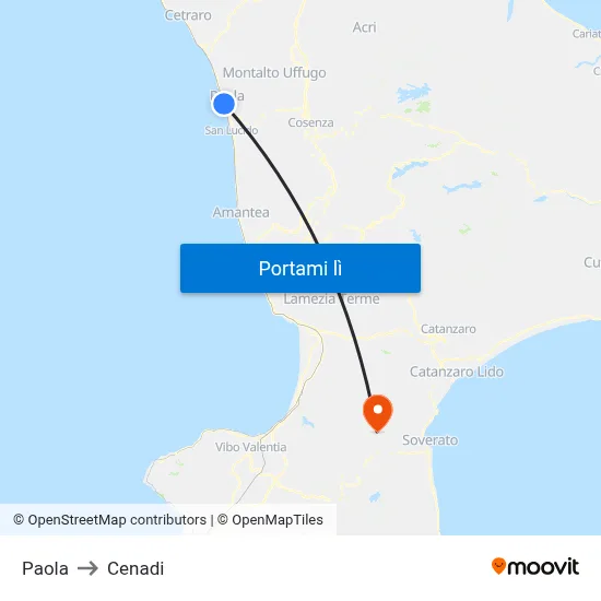 Paola to Cenadi map
