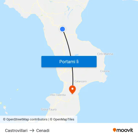 Castrovillari to Cenadi map