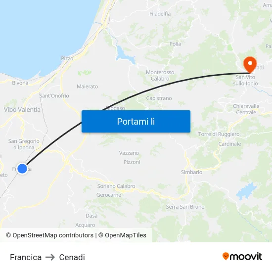 Francica to Cenadi map