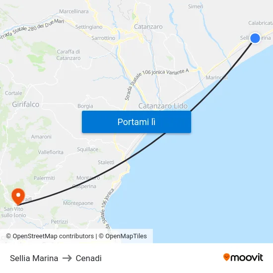 Sellia Marina to Cenadi map