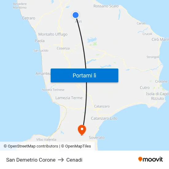 San Demetrio Corone to Cenadi map