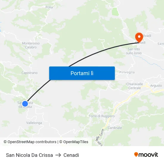 San Nicola Da Crissa to Cenadi map