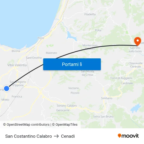 San Costantino Calabro to Cenadi map
