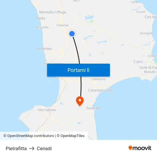 Pietrafitta to Cenadi map