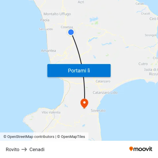 Rovito to Cenadi map