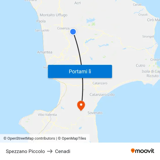 Spezzano Piccolo to Cenadi map