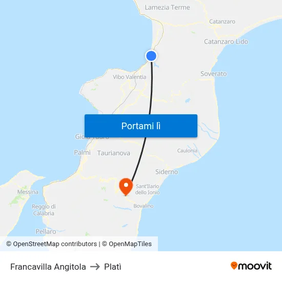 Francavilla Angitola to Platì map